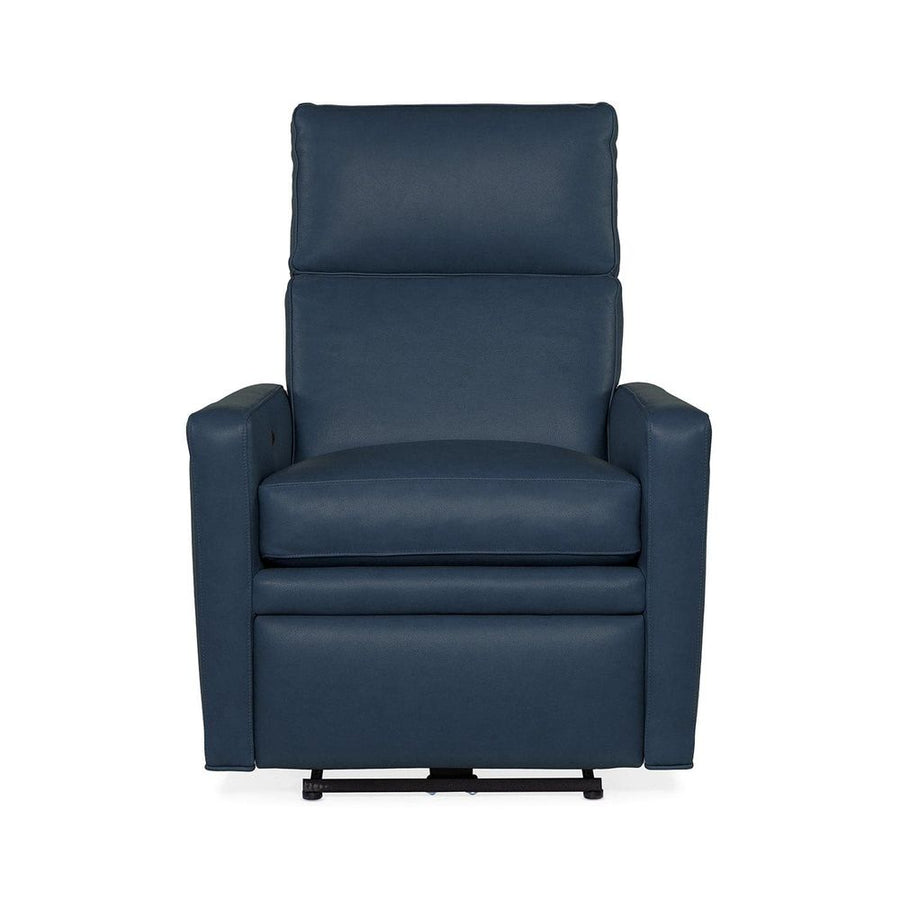 Alternate view of Celeste Zero Gravity Recliner, featuring leather, metal, and power recline mechanism.