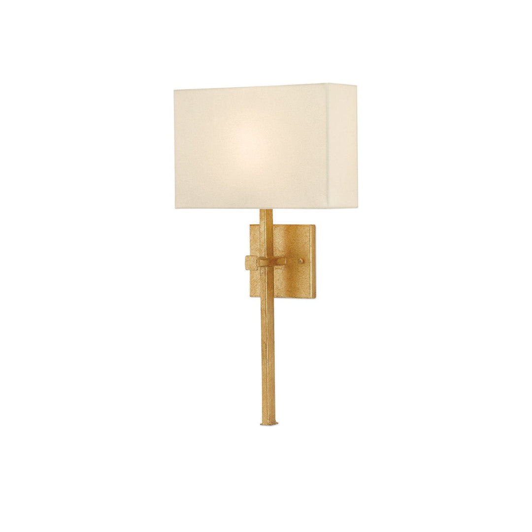 Ashdown Gold Wall Sconce, White Shade