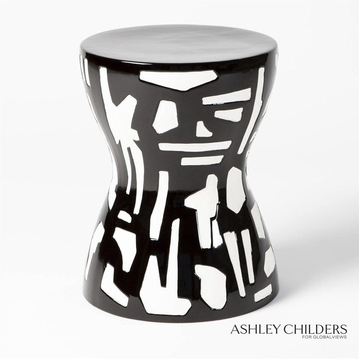 Abstract Stool-Global Views-GVSA-ASH1.10046-Stools & OttomansBlack/White-4-France and Son