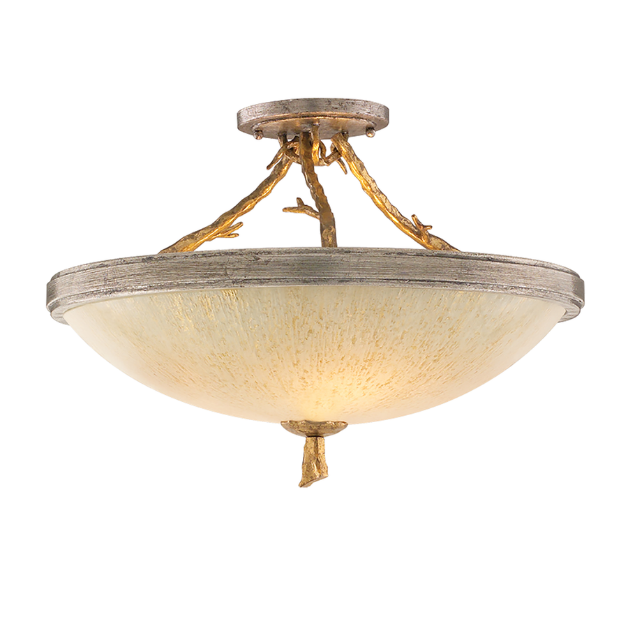 Flush Mounts Parc Royale Semi Flush - Vintage Gold Leaf 3 Lights