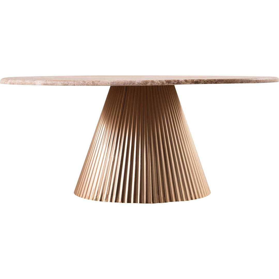 Cindra Genuine Marble Top And Iron Base Coffee Table — Beige / Brushed Brass