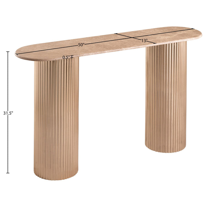 Cindra Genuine Marble Top And Iron Base Console Table — Beige / Brushed Brass