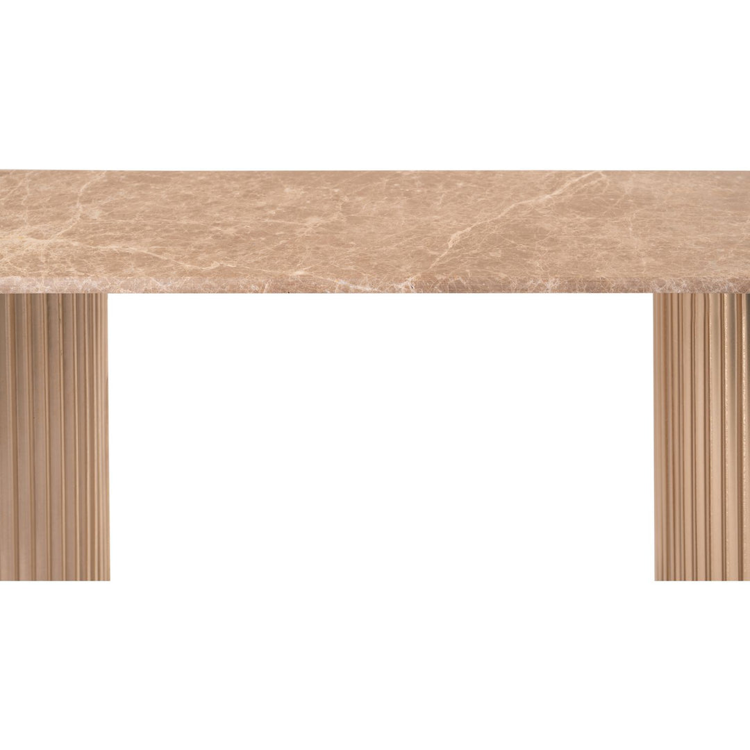 Cindra Genuine Marble Top And Iron Base Console Table — Beige / Brushed Brass
