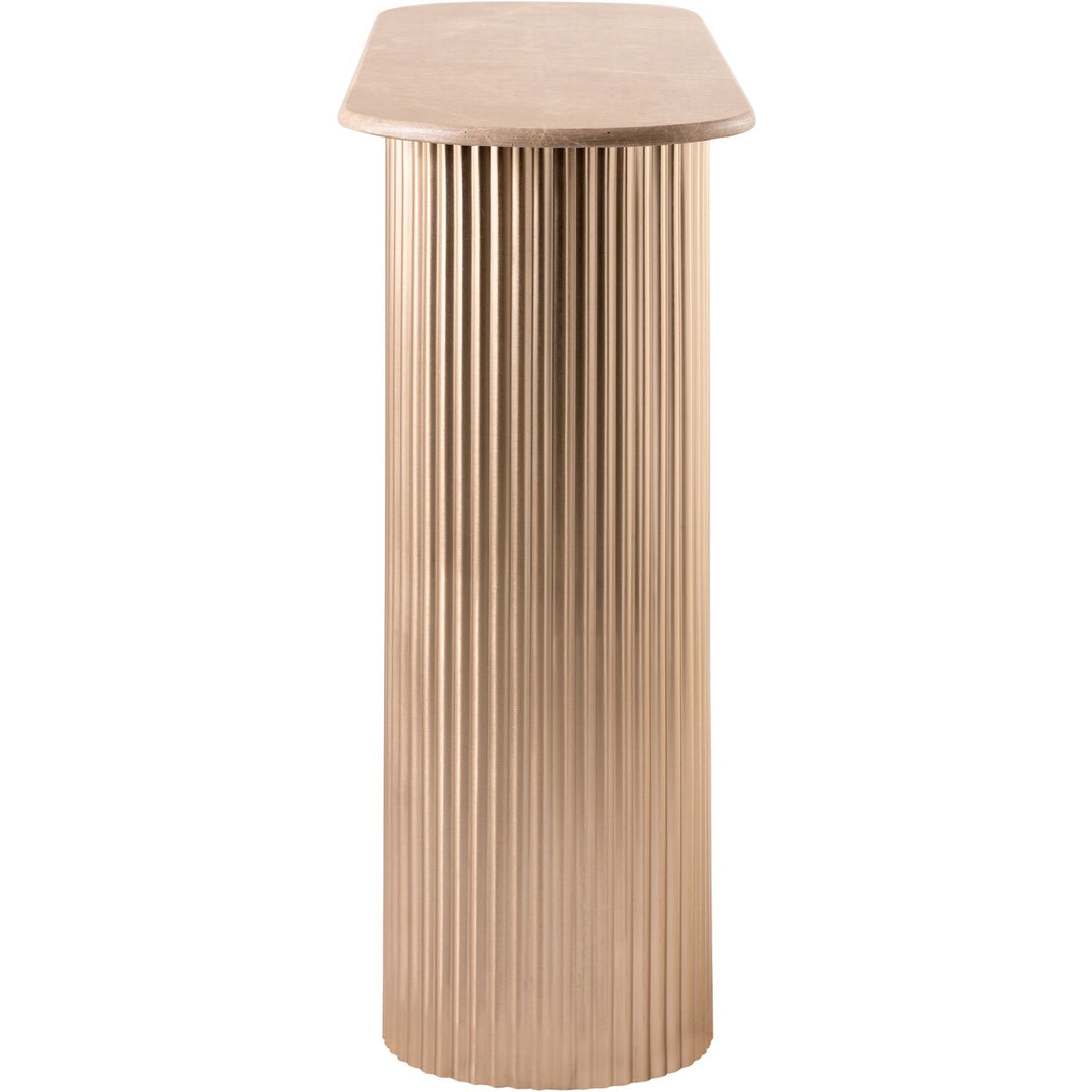Cindra Genuine Marble Top And Iron Base Console Table — Beige / Brushed Brass