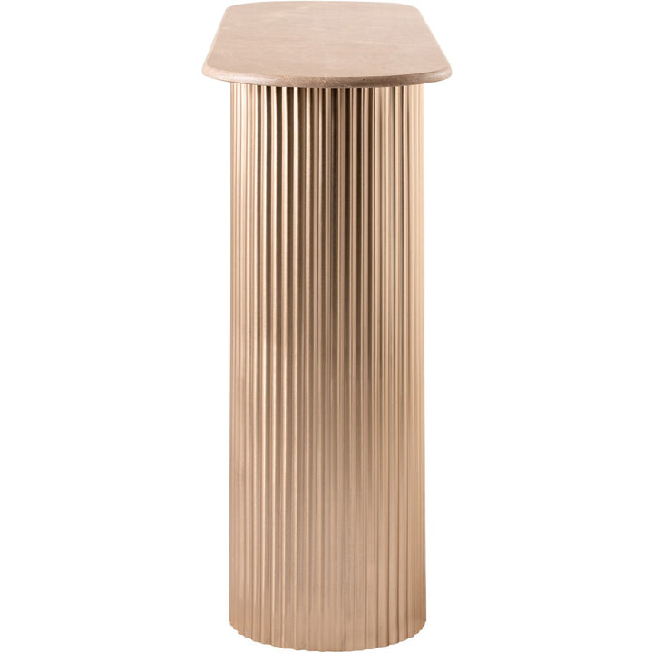 Cindra Genuine Marble Top And Iron Base Console Table — Beige / Brushed Brass