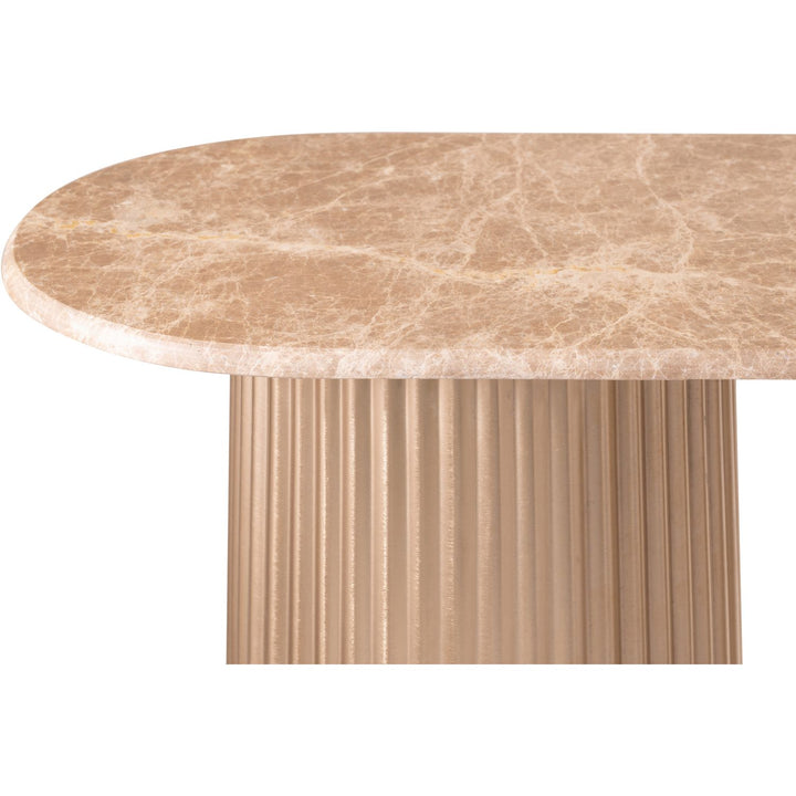 Cindra Genuine Marble Top And Iron Base Console Table — Beige / Brushed Brass