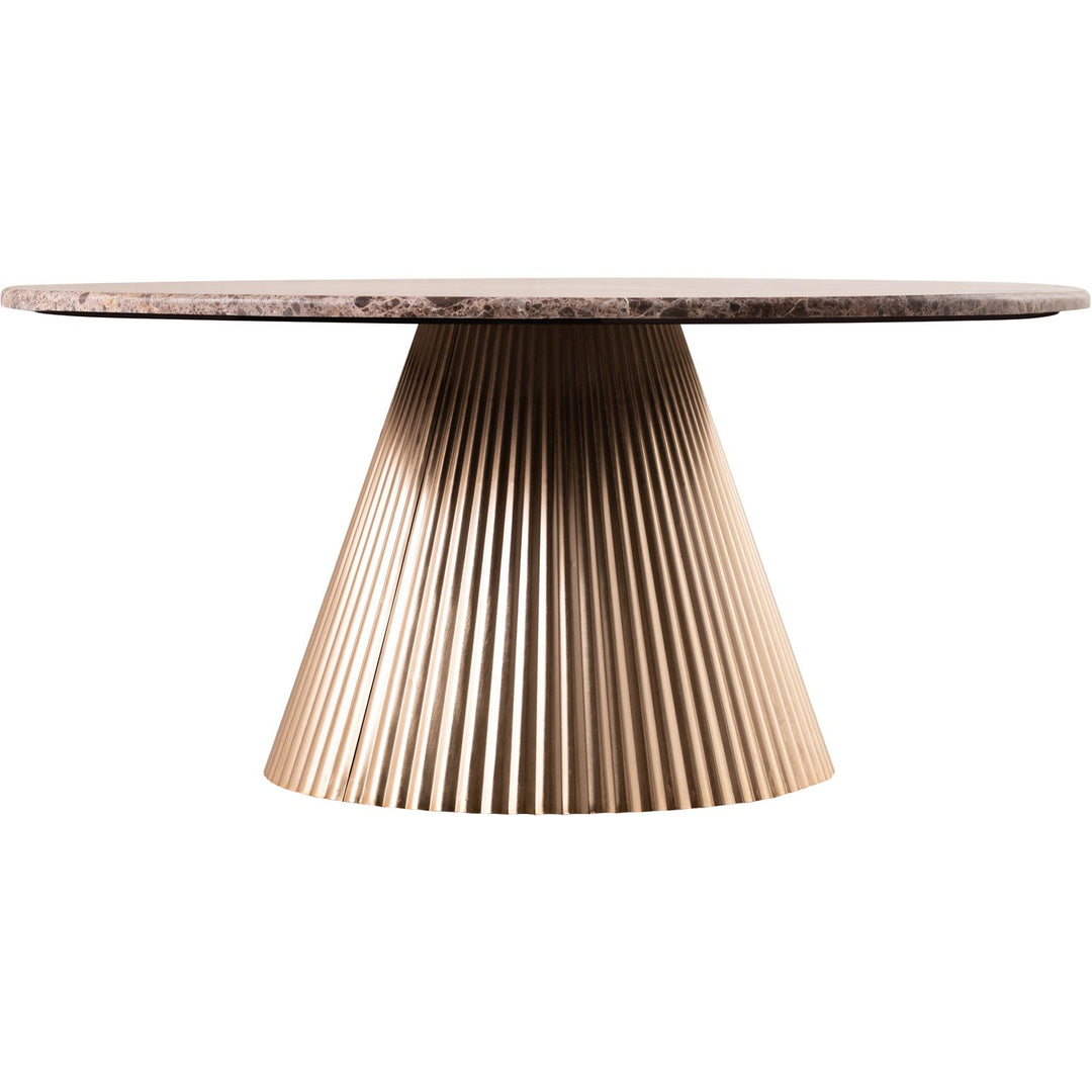 Cindra Genuine Marble Top And Iron Base Coffee Table — Brown / Brushed Brass