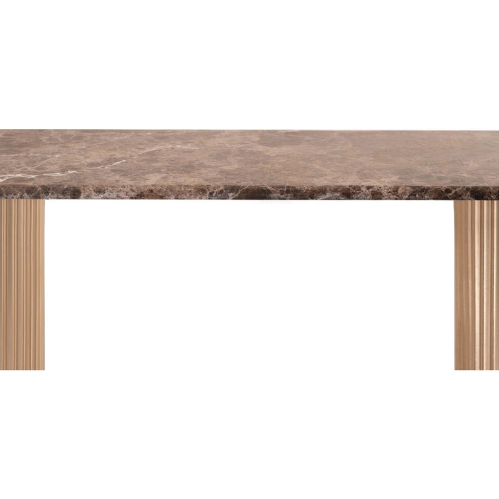 Cindra Genuine Marble Top And Iron Base Console Table — Brown / Brushed Brass