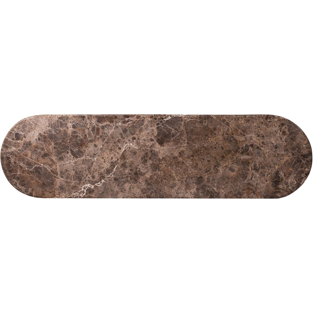 Cindra Genuine Marble Top And Iron Base Console Table — Brown / Brushed Brass