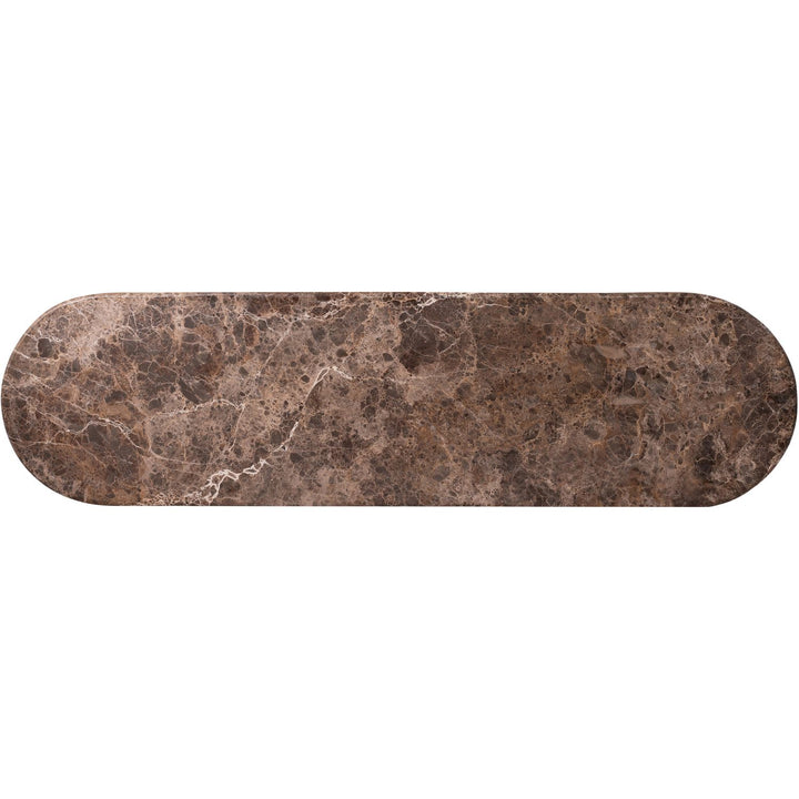 Cindra Genuine Marble Top And Iron Base Console Table — Brown / Brushed Brass