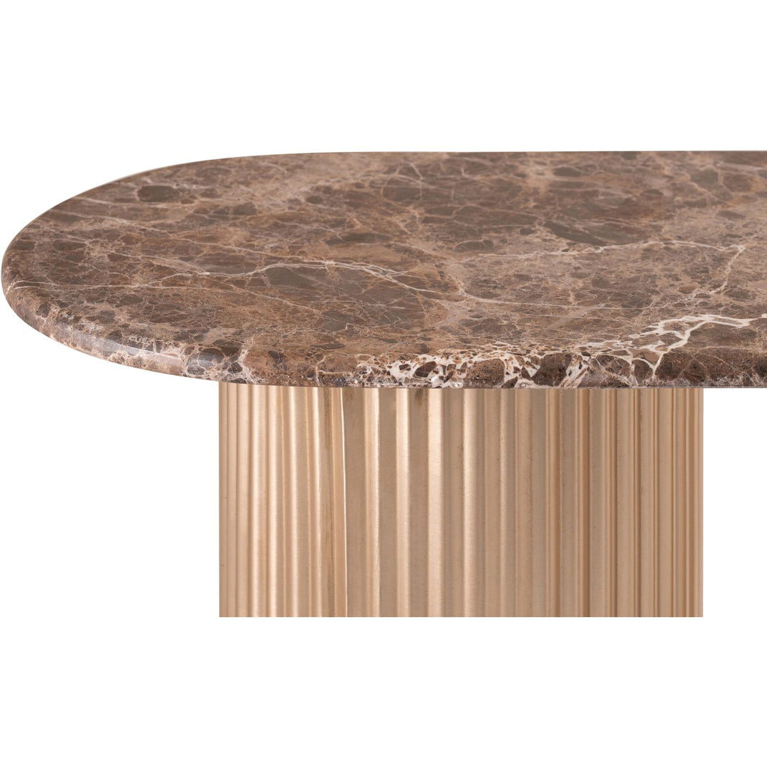 Cindra Genuine Marble Top And Iron Base Console Table — Brown / Brushed Brass