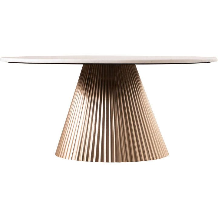 Cindra Genuine Marble Top And Iron Base Coffee Table — White / Brushed Brass
