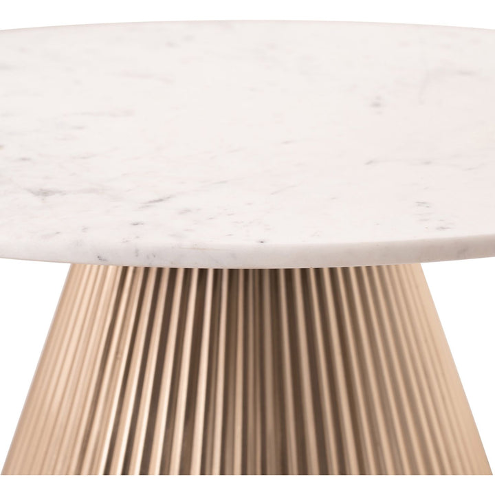 Cindra Genuine Marble Top And Iron Base Coffee Table — White / Brushed Brass