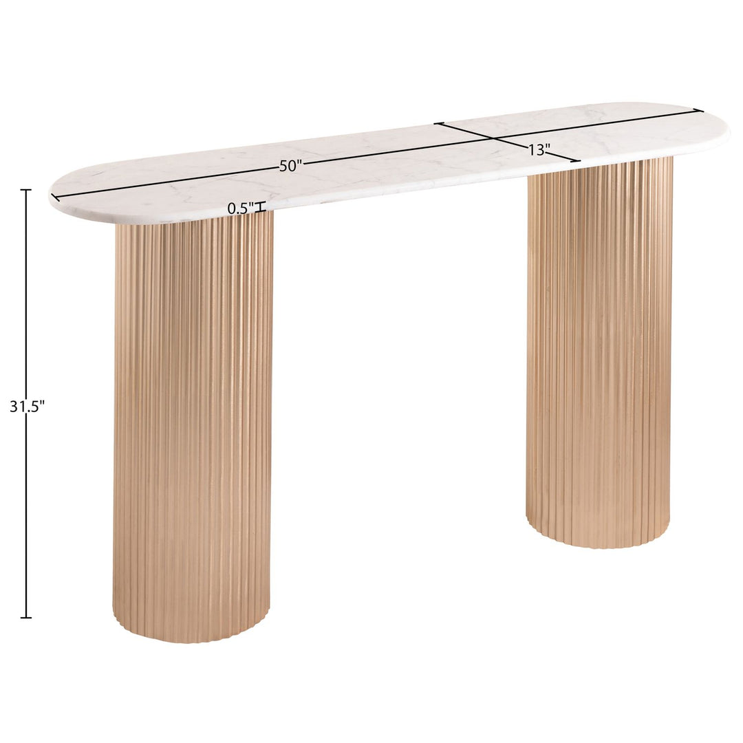 Cindra Genuine Marble Top And Iron Base Console Table — White / Brushed Brass