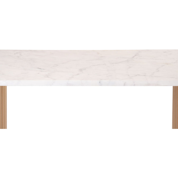 Cindra Genuine Marble Top And Iron Base Console Table — White / Brushed Brass