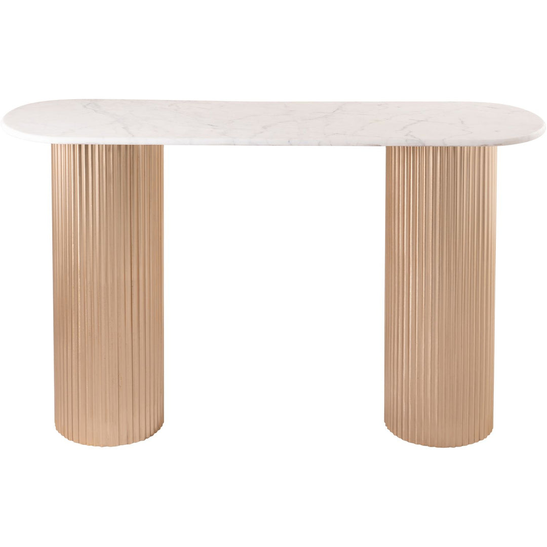 Cindra Genuine Marble Top And Iron Base Console Table — White / Brushed Brass