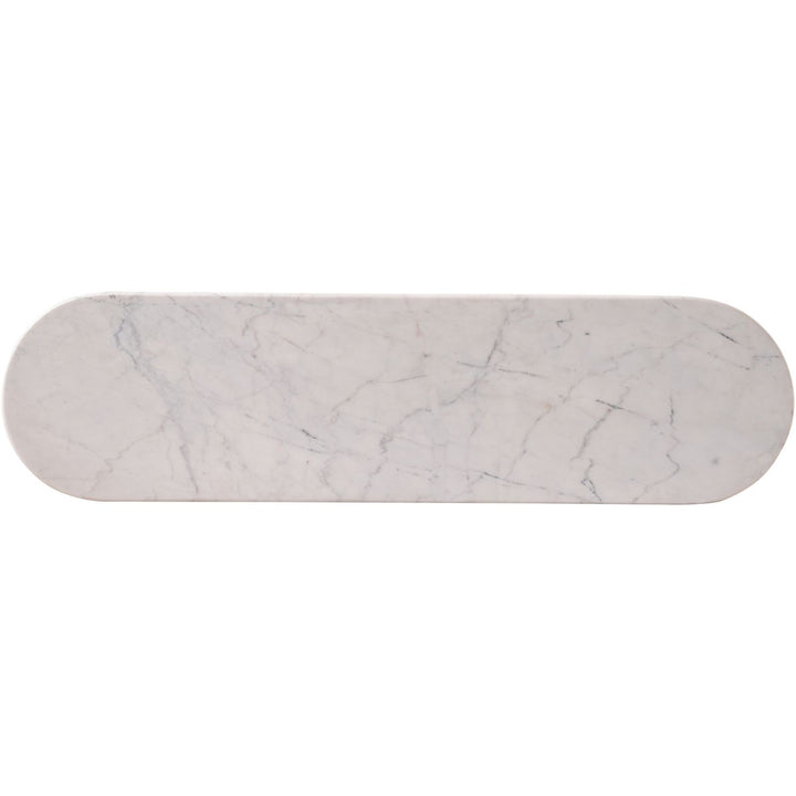 Cindra Genuine Marble Top And Iron Base Console Table — White / Brushed Brass
