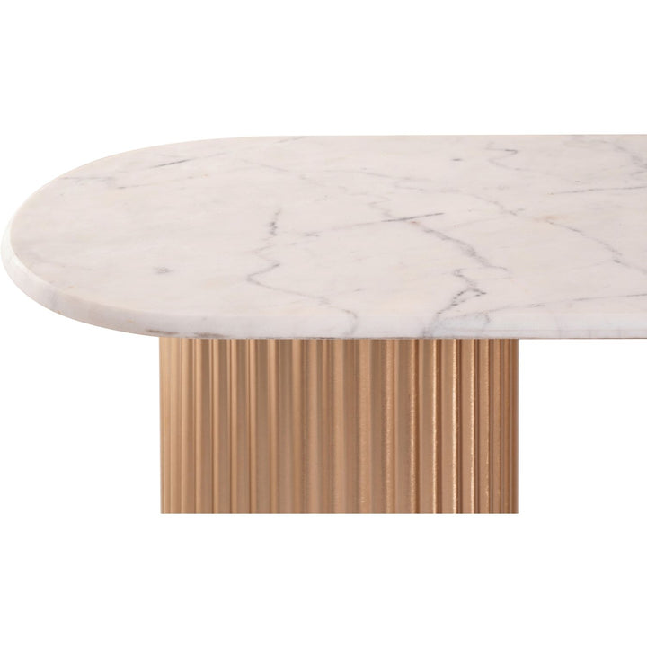 Cindra Genuine Marble Top And Iron Base Console Table — White / Brushed Brass