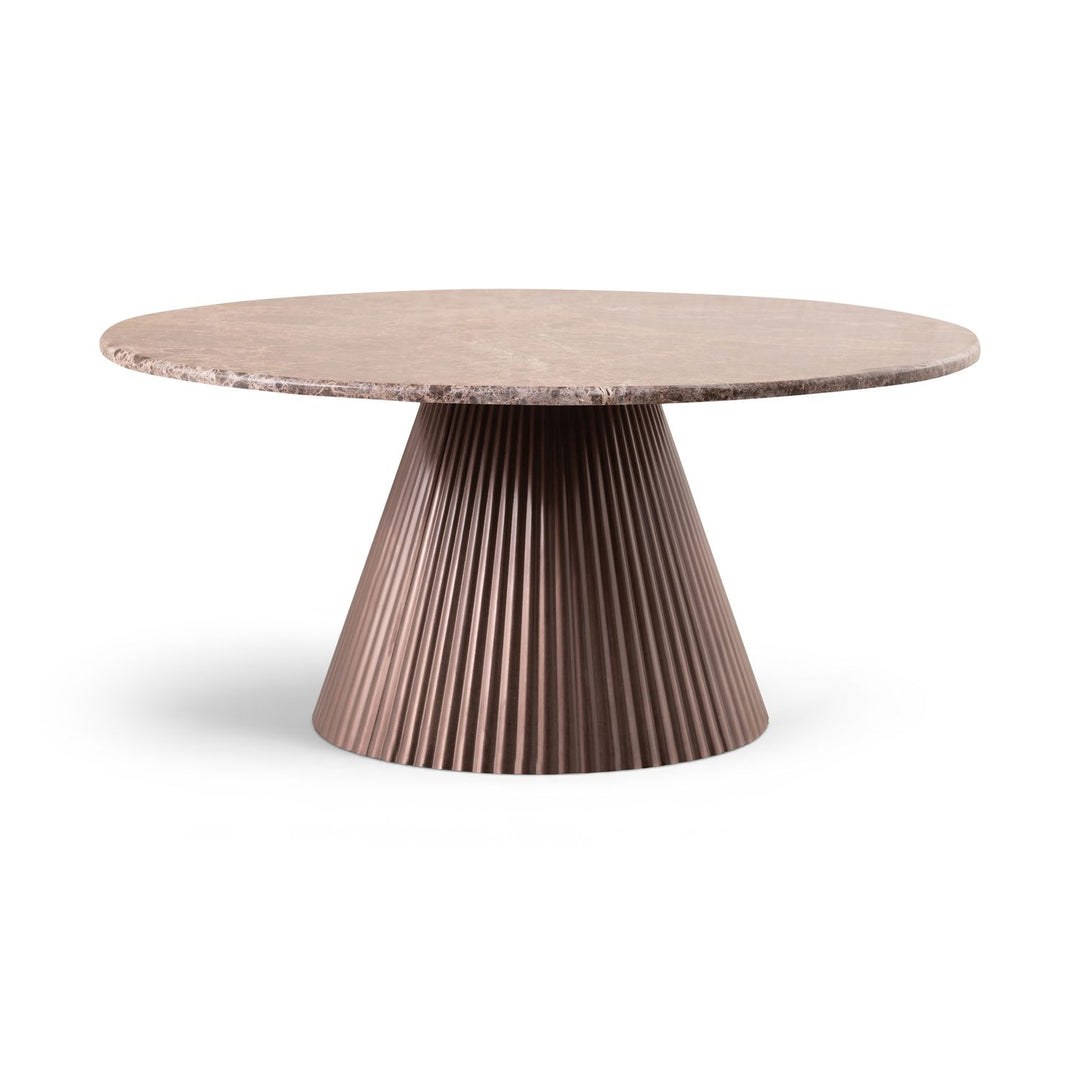 Cindra Genuine Marble Top And Iron Base Coffee Table — Brown / Bronzed Bronze