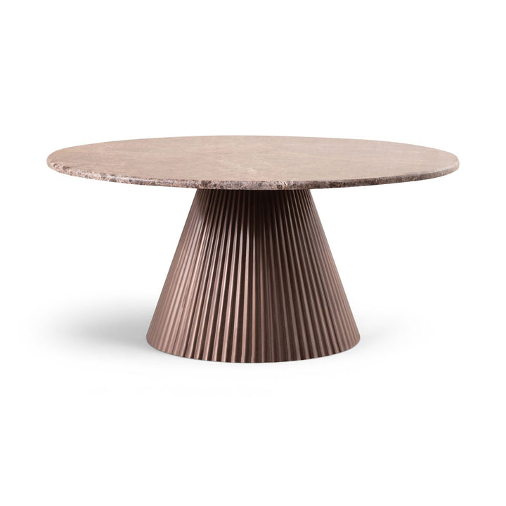 Cindra Genuine Marble Top And Iron Base Coffee Table — Brown / Bronzed Bronze