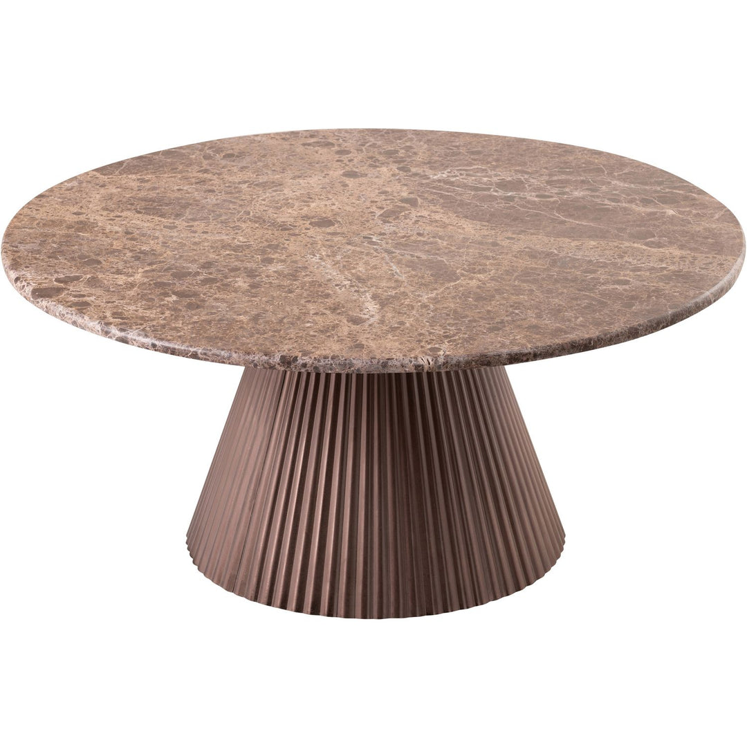 Cindra Genuine Marble Top And Iron Base Coffee Table — Brown / Bronzed Bronze