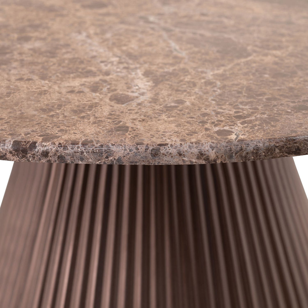 Cindra Genuine Marble Top And Iron Base Coffee Table — Brown / Bronzed Bronze