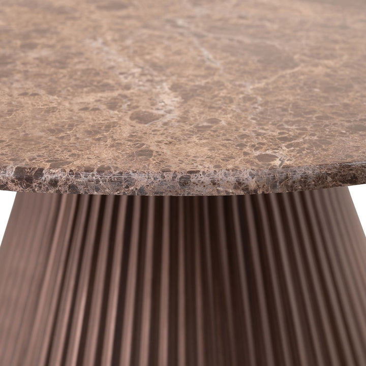 Cindra Genuine Marble Top And Iron Base Coffee Table — Brown / Bronzed Bronze
