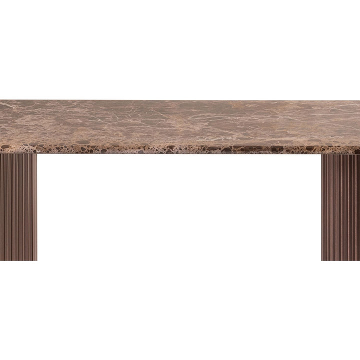 Cindra Genuine Marble Top And Iron Base Console Table — Brown / Bronzed Bronze