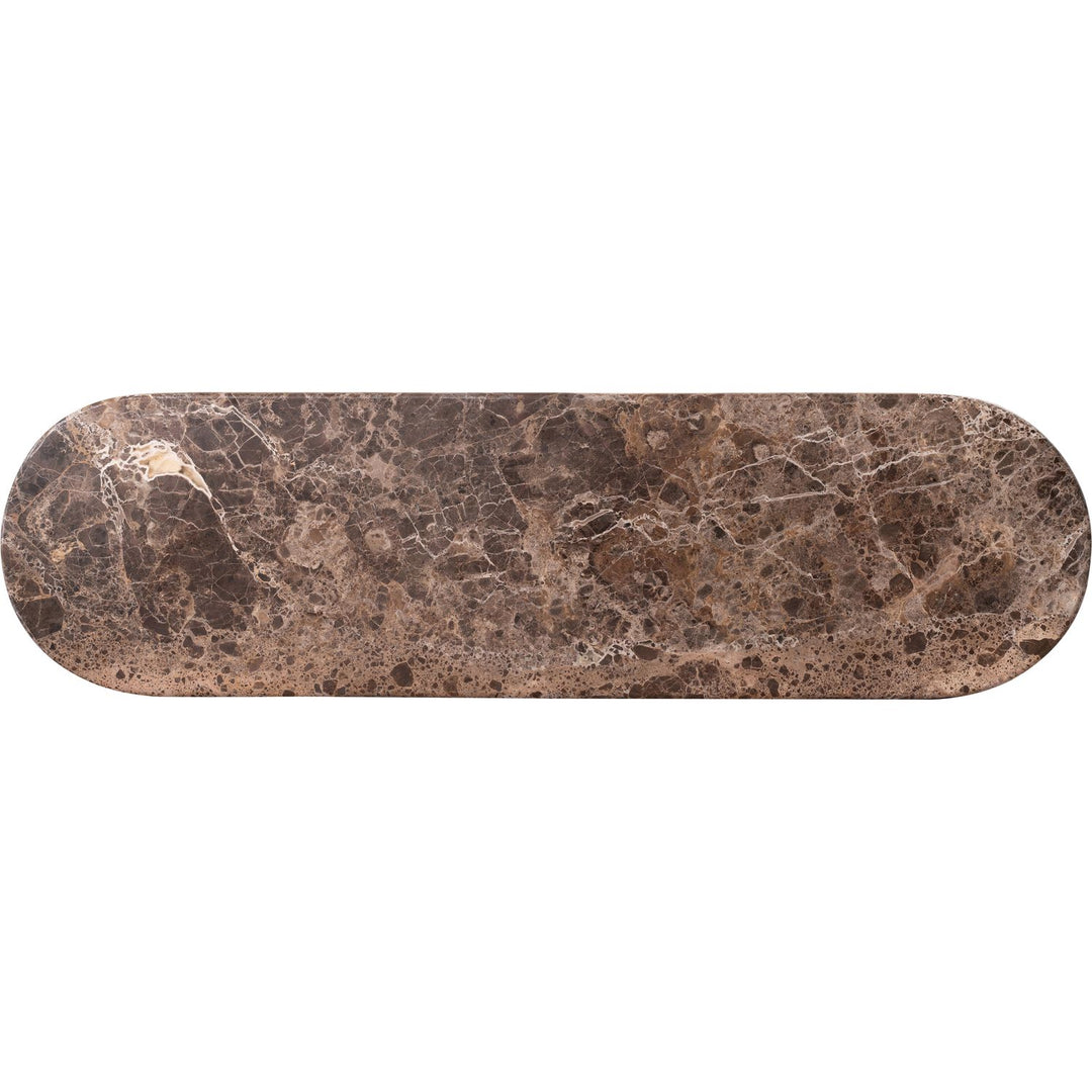 Cindra Genuine Marble Top And Iron Base Console Table — Brown / Bronzed Bronze