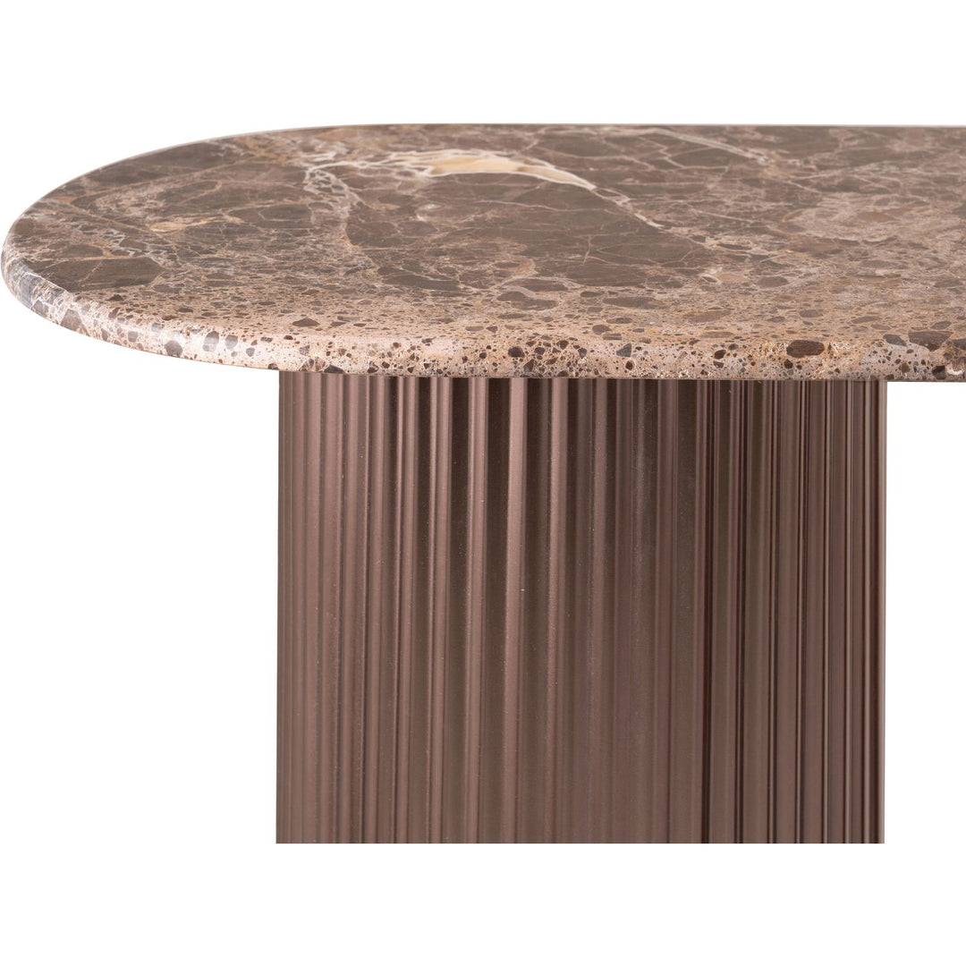 Cindra Genuine Marble Top And Iron Base Console Table — Brown / Bronzed Bronze