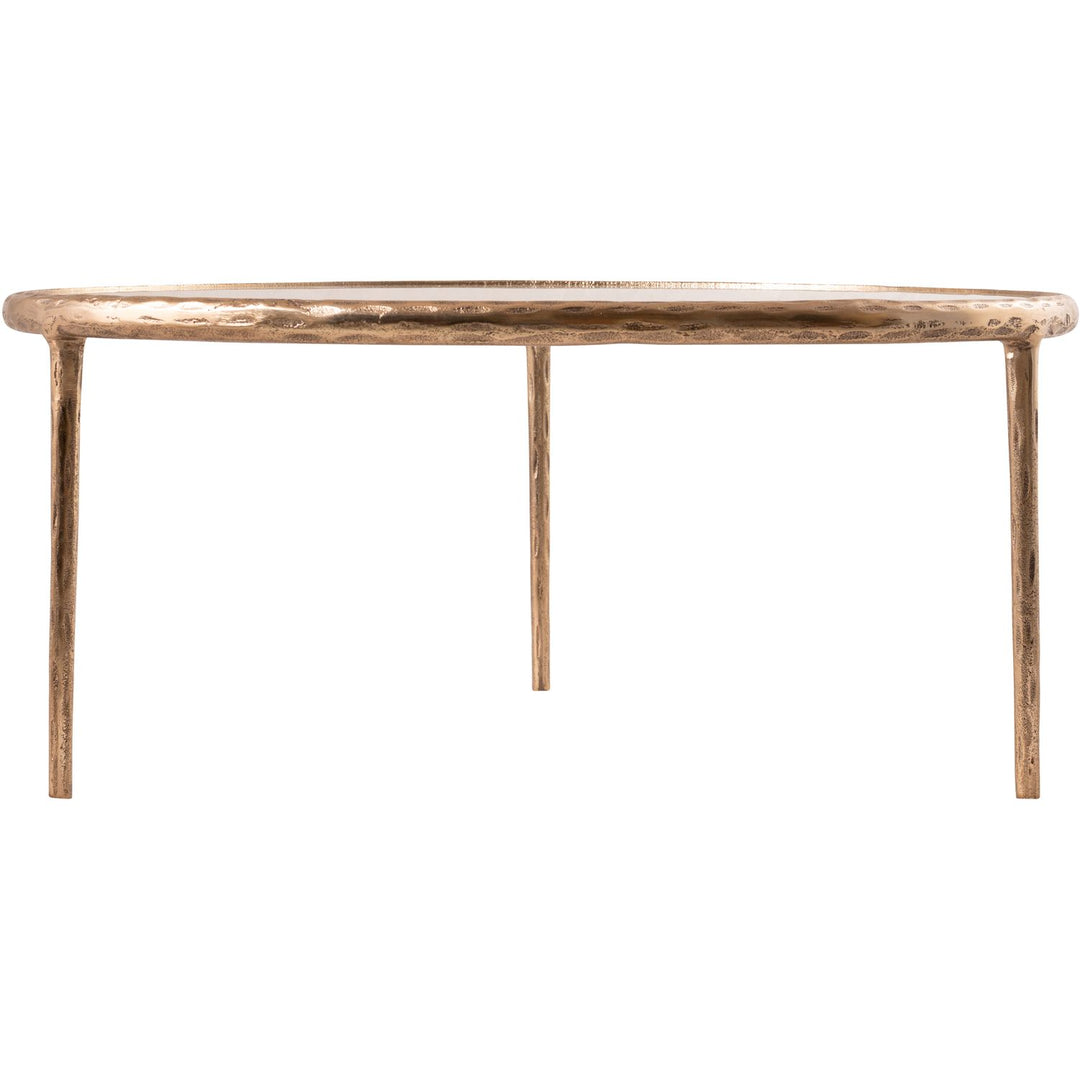 Evren Glass Top And Aluminum Base Coffee Table — Clear / Brushed Brass