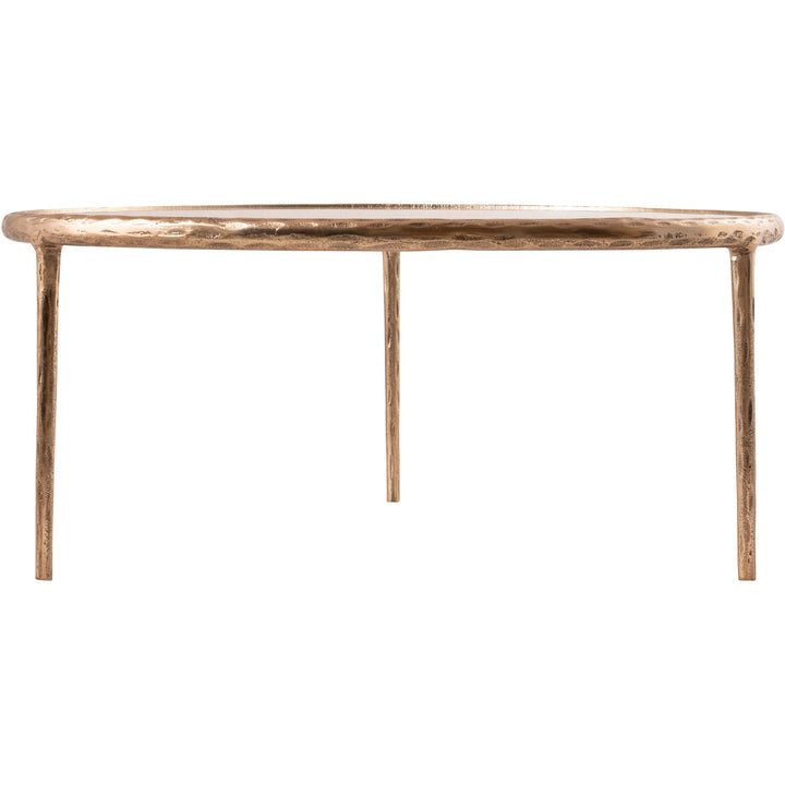 Evren Glass Top And Aluminum Base Coffee Table — Clear / Brushed Brass
