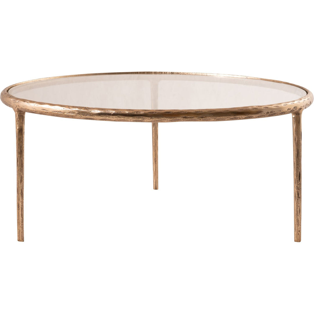 Evren Glass Top And Aluminum Base Coffee Table — Clear / Brushed Brass
