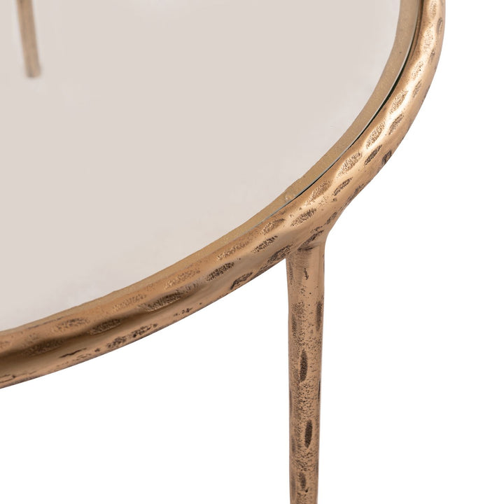 Evren Glass Top And Aluminum Base Coffee Table — Clear / Brushed Brass
