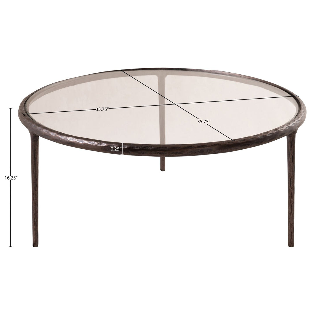 Evren Glass Top And Aluminum Base Coffee Table — Clear / Bronzed Bronze