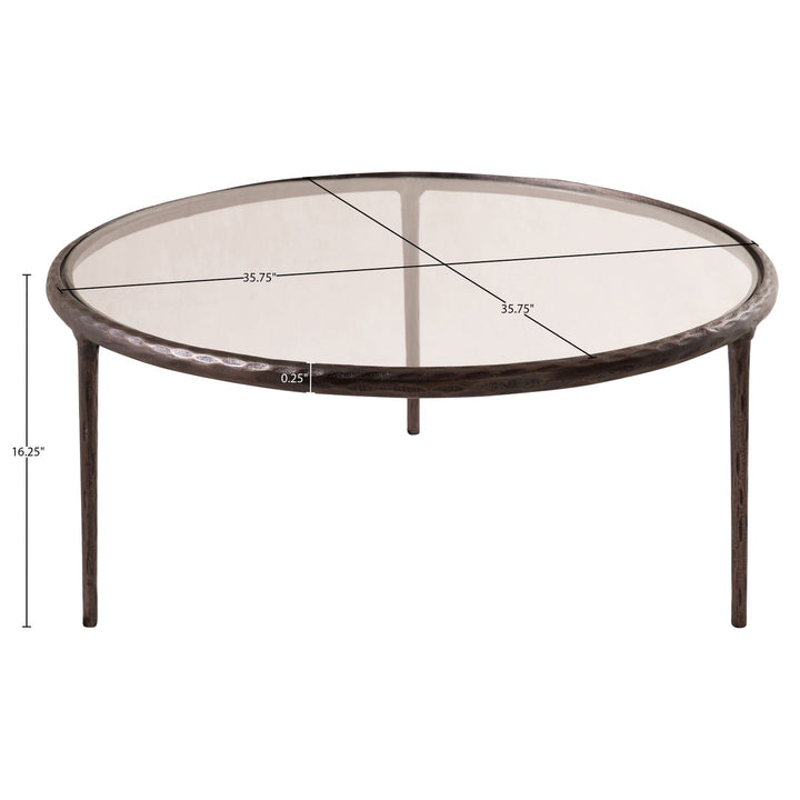 Evren Glass Top And Aluminum Base Coffee Table — Clear / Bronzed Bronze