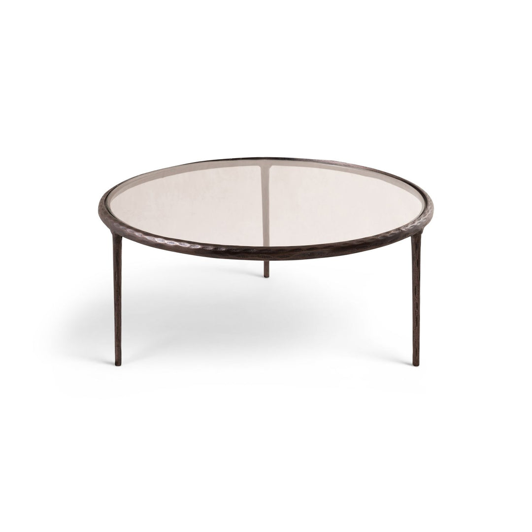 Evren Glass Top And Aluminum Base Coffee Table — Clear / Bronzed Bronze