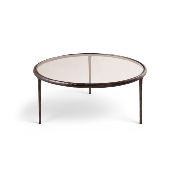 Evren Glass Top And Aluminum Base Coffee Table — Clear / Bronzed Bronze