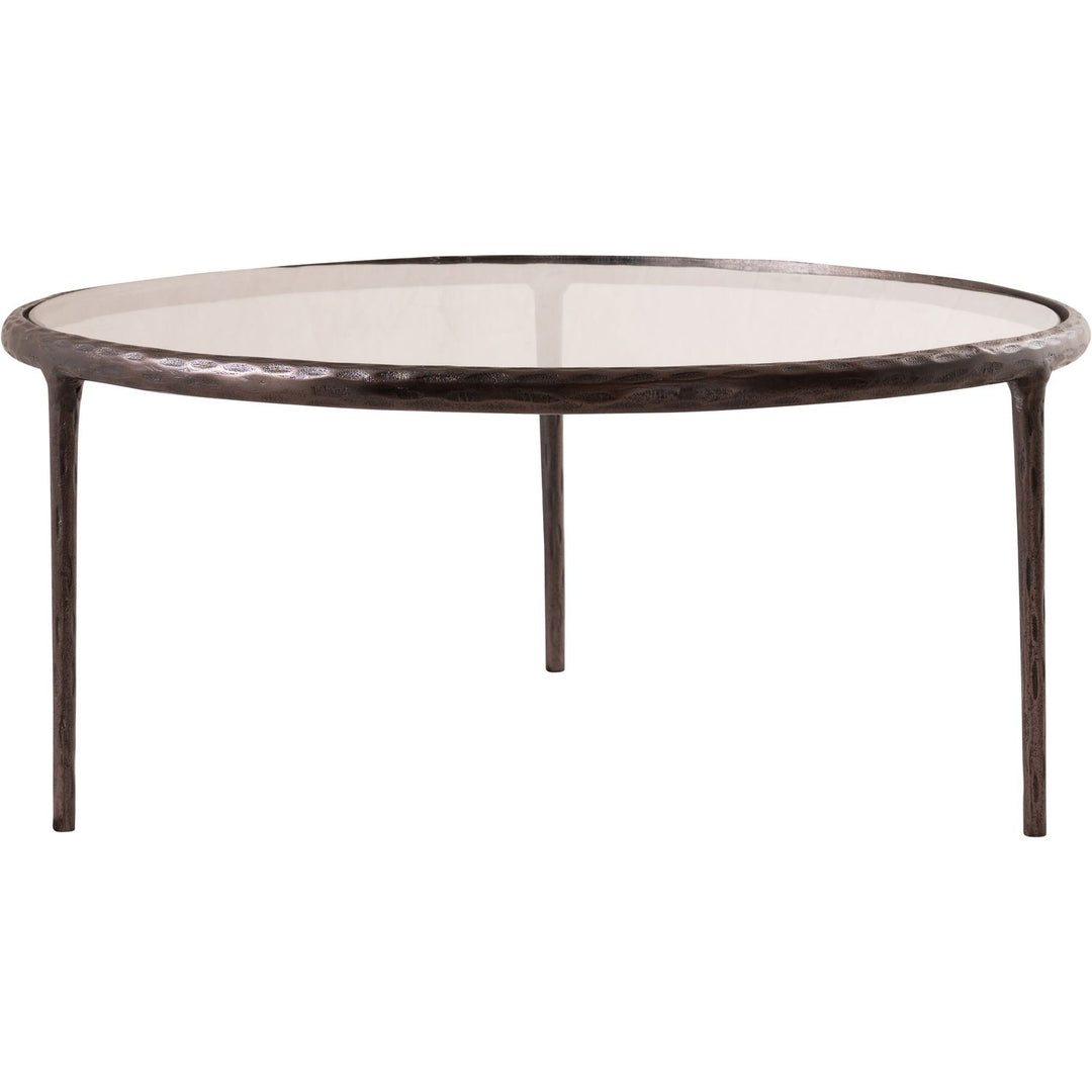 Evren Glass Top And Aluminum Base Coffee Table — Clear / Bronzed Bronze