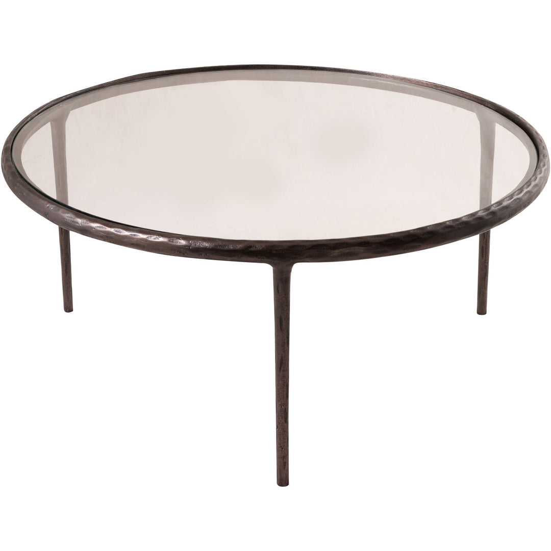Evren Glass Top And Aluminum Base Coffee Table — Clear / Bronzed Bronze
