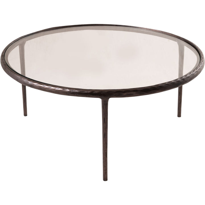 Evren Glass Top And Aluminum Base Coffee Table — Clear / Bronzed Bronze
