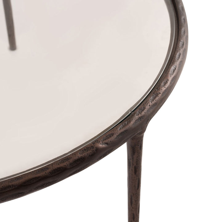 Evren Glass Top And Aluminum Base Coffee Table — Clear / Bronzed Bronze