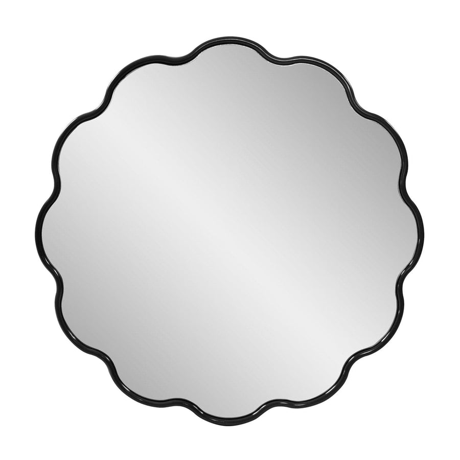 The Kushi Round Scalloped Edge Mirror-The Howard Elliott Collection-HOWARD-66061BL-MirrorsBlack-1-France and Son