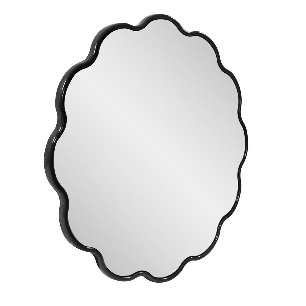 The Kushi Round Scalloped Edge Mirror-The Howard Elliott Collection-HOWARD-66061BL-MirrorsBlack-2-France and Son