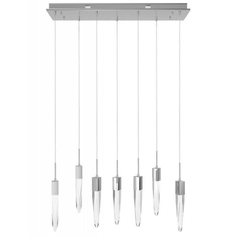 The Original Aspen Collection Chrome 7 Light Pendant Fixture With Clear Crystal Silver 7