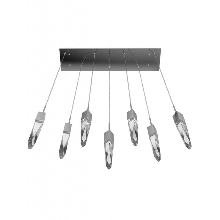 The Original Aspen Collection Chrome 7 Light Pendant Fixture With Clear Crystal Silver 7