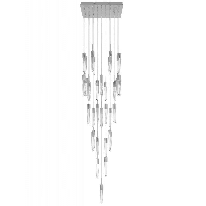 The Original Aspen Collection Chrome 41 Light Pendant Fixture With Clear Crystal Silver 41