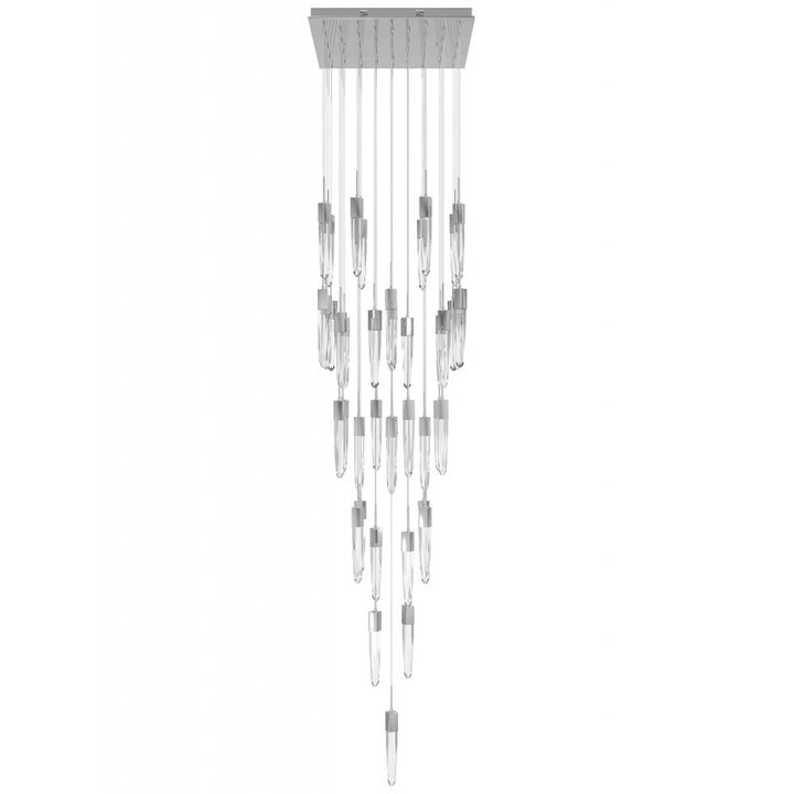 The Original Aspen Collection Chrome 41 Light Pendant Fixture With Clear Crystal Silver 41