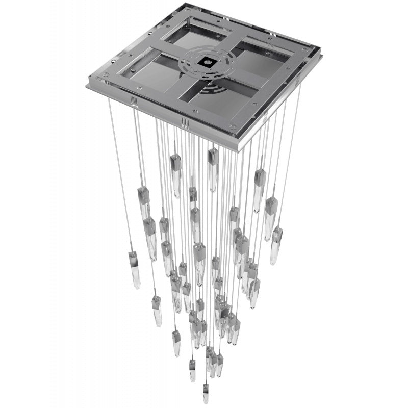 The Original Aspen Collection Chrome 41 Light Pendant Fixture With Clear Crystal Silver 41