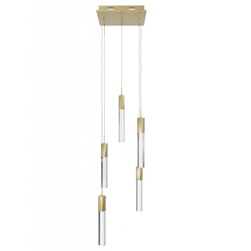 The Original Glacier Avenue Collection Chrome 5 Light Penant Fixture With Clear Crystal Brass 5